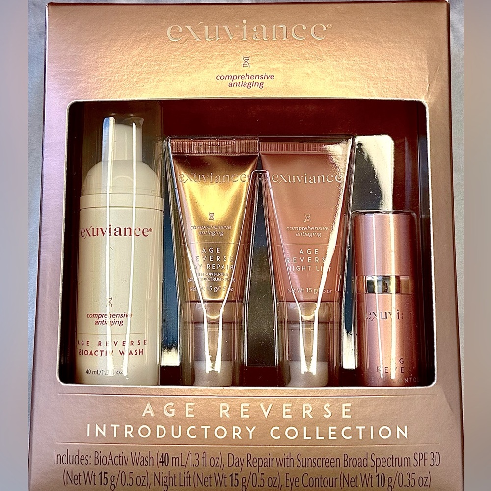 NWT Exuviance Age Reverse Kit - Bioactive Wash, Day & Night Repair & Eye Contour